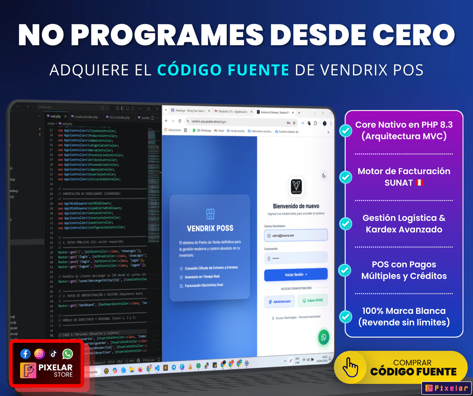 Vendrix POS: Código Fuente ERP + Facturación Electrónica SUNAT (PHP 8.3 MVC)