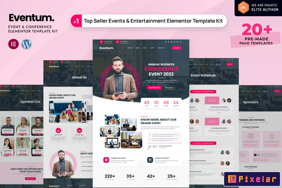 Eventum - Kit de Plantillas Elementor para Eventos y Conferencias 🗓️🎤