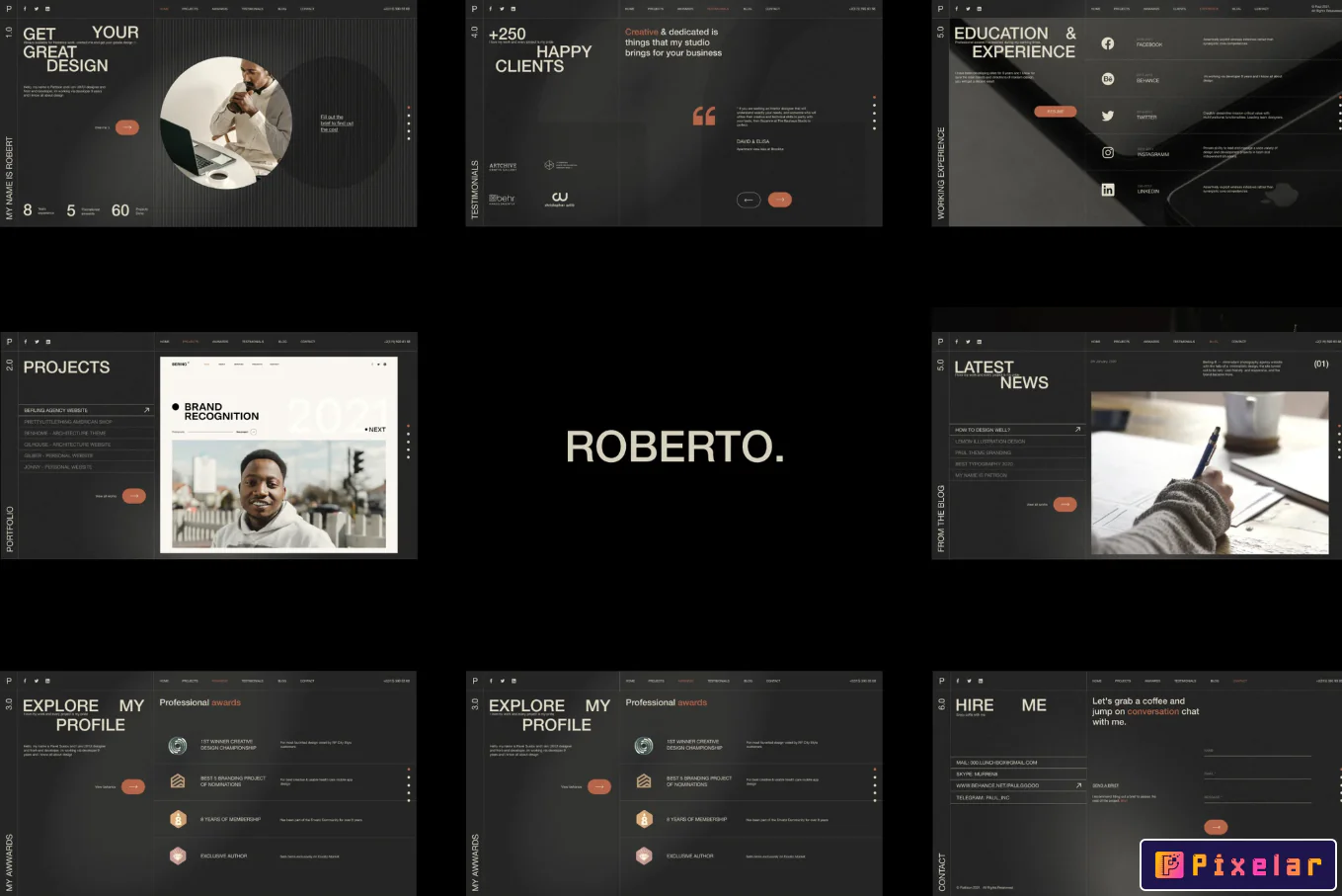 Roberto - Plantilla Horizontal para CV y Portafolio 📝🚀