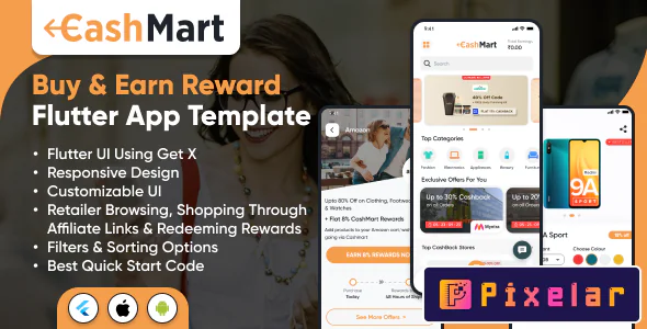 CashMart - Shop & Earn Rewards App Template – La Plantilla Flutter Definitiva para Apps de Comercio